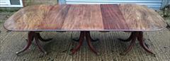 1810 Three Pedestal Antique Dining Table 28h 48½d 103w leaves 13¾ ends 28¼ middle 24¾ _2.JPG
